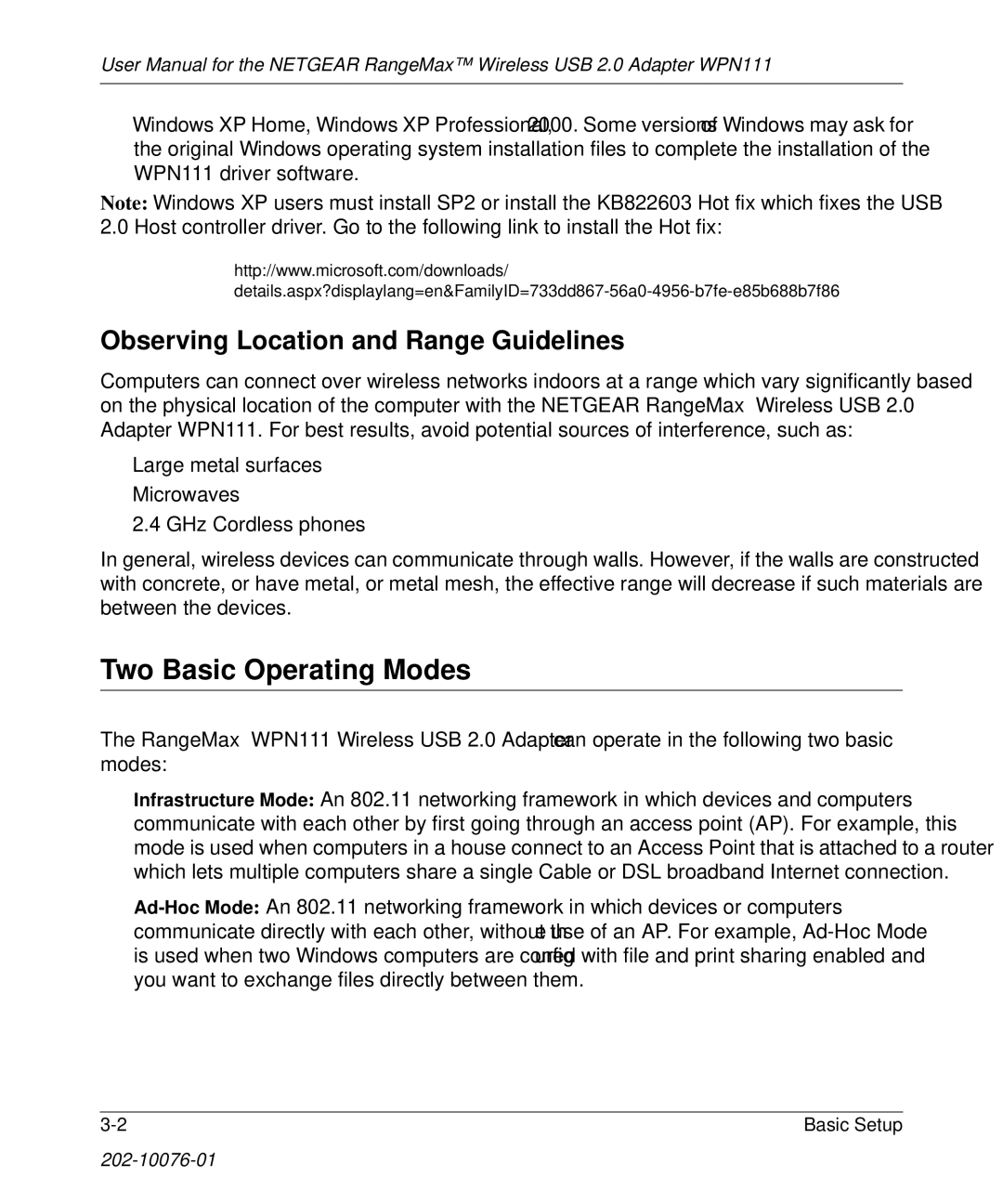 NETGEAR WPN111 user manual Two Basic Operating Modes, Observing Location and Range Guidelines 