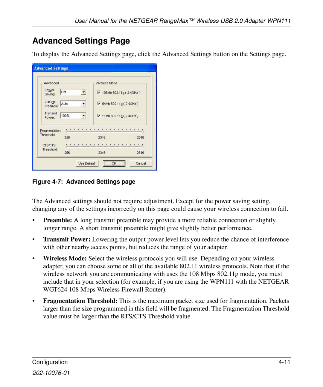 NETGEAR WPN111 user manual Advanced Settings 