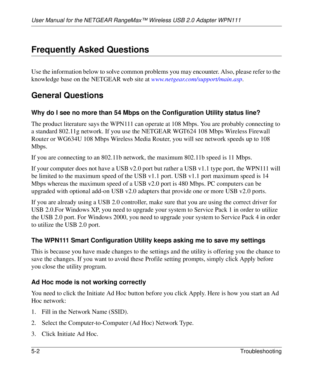 NETGEAR WPN111 user manual Frequently Asked Questions, General Questions 