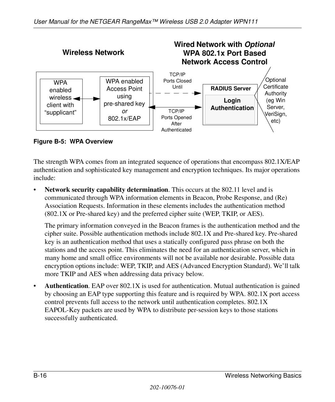 NETGEAR WPN111 user manual Figure B-5 WPA Overview 