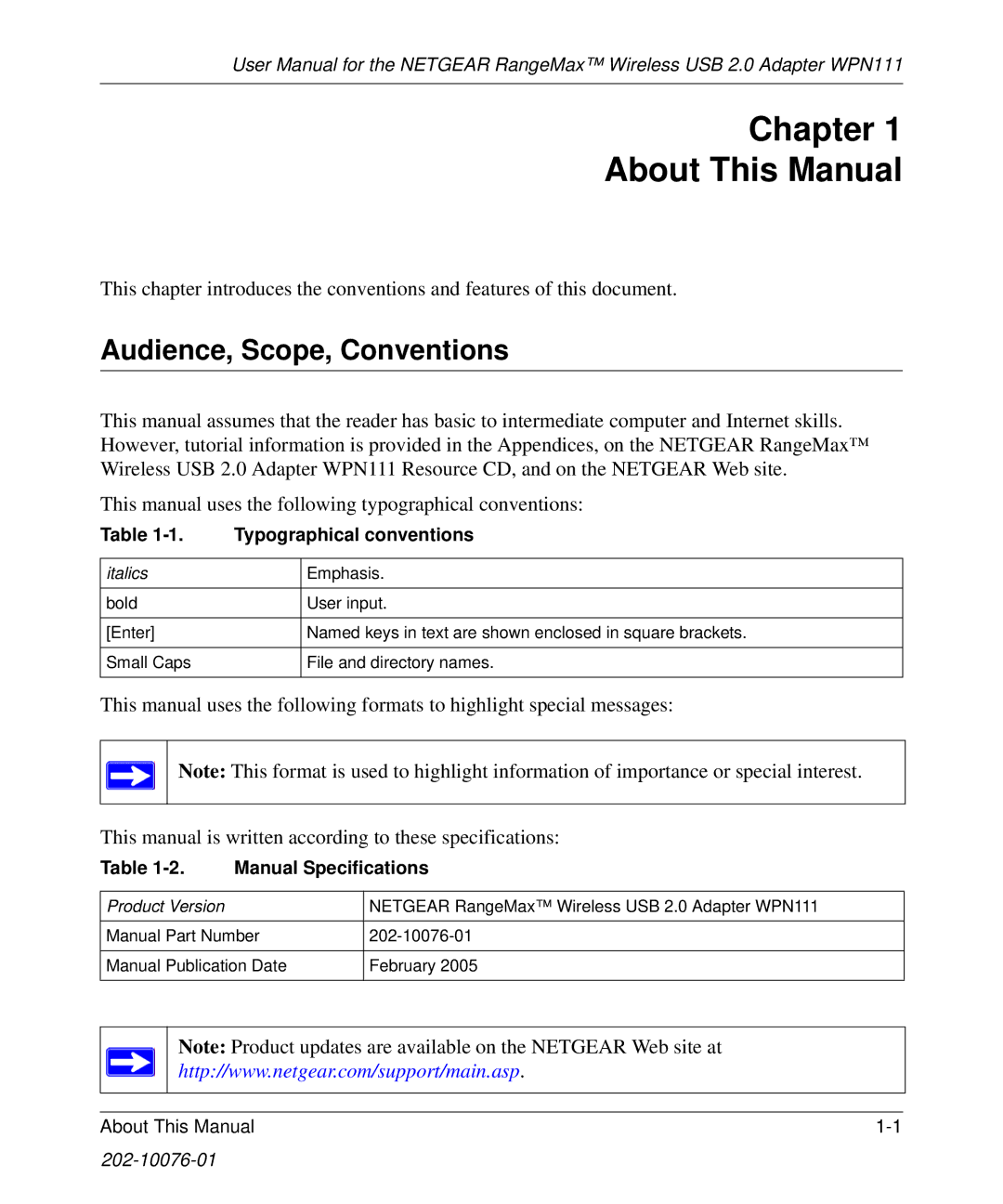 NETGEAR WPN111 user manual Chapter About This Manual, Audience, Scope, Conventions 