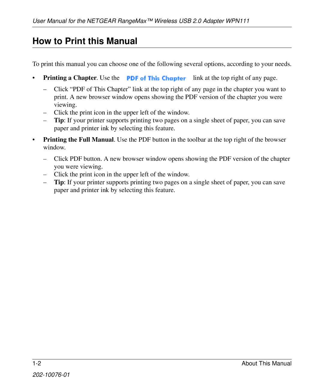 NETGEAR WPN111 user manual How to Print this Manual 