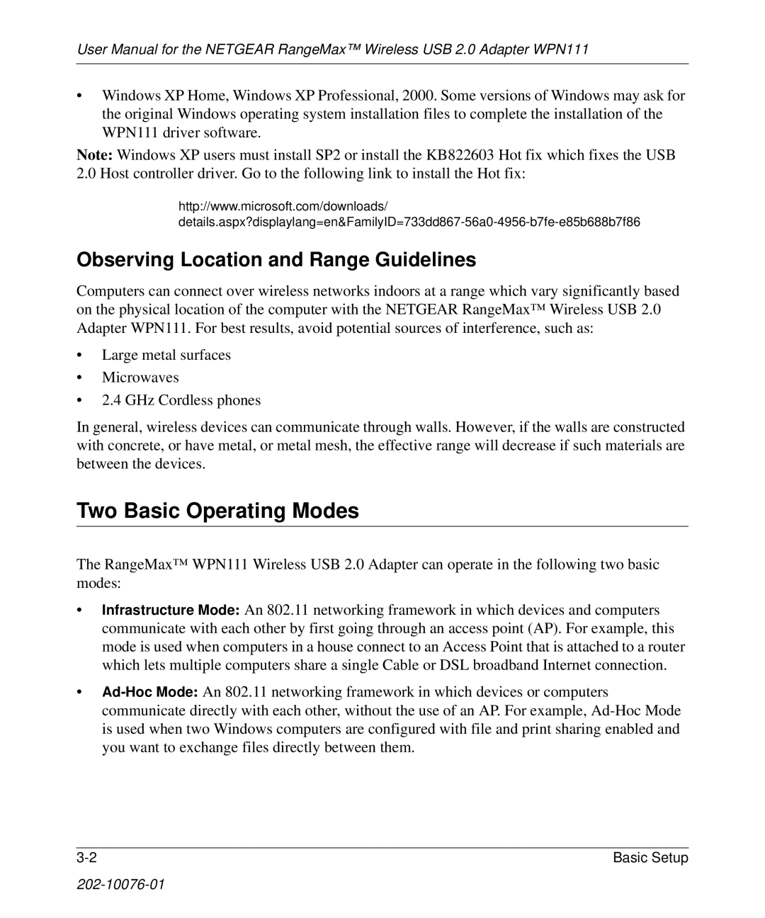 NETGEAR WPN111 user manual Two Basic Operating Modes, Observing Location and Range Guidelines 