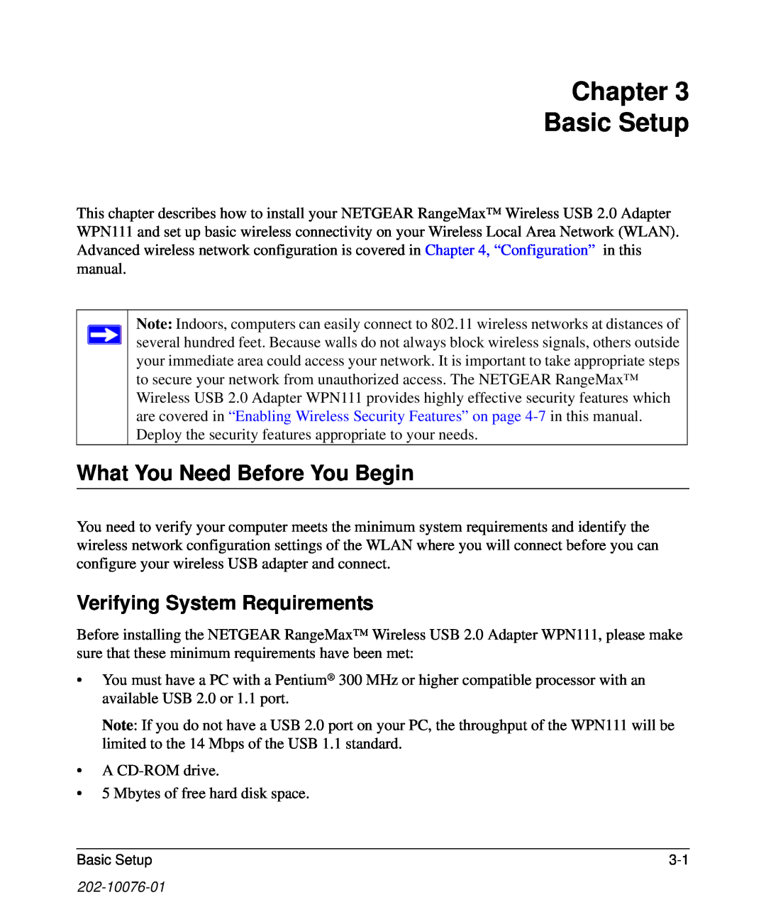 NETGEAR WPN111 user manual Chapter Basic Setup, What You Need Before You Begin, Verifying System Requirements 