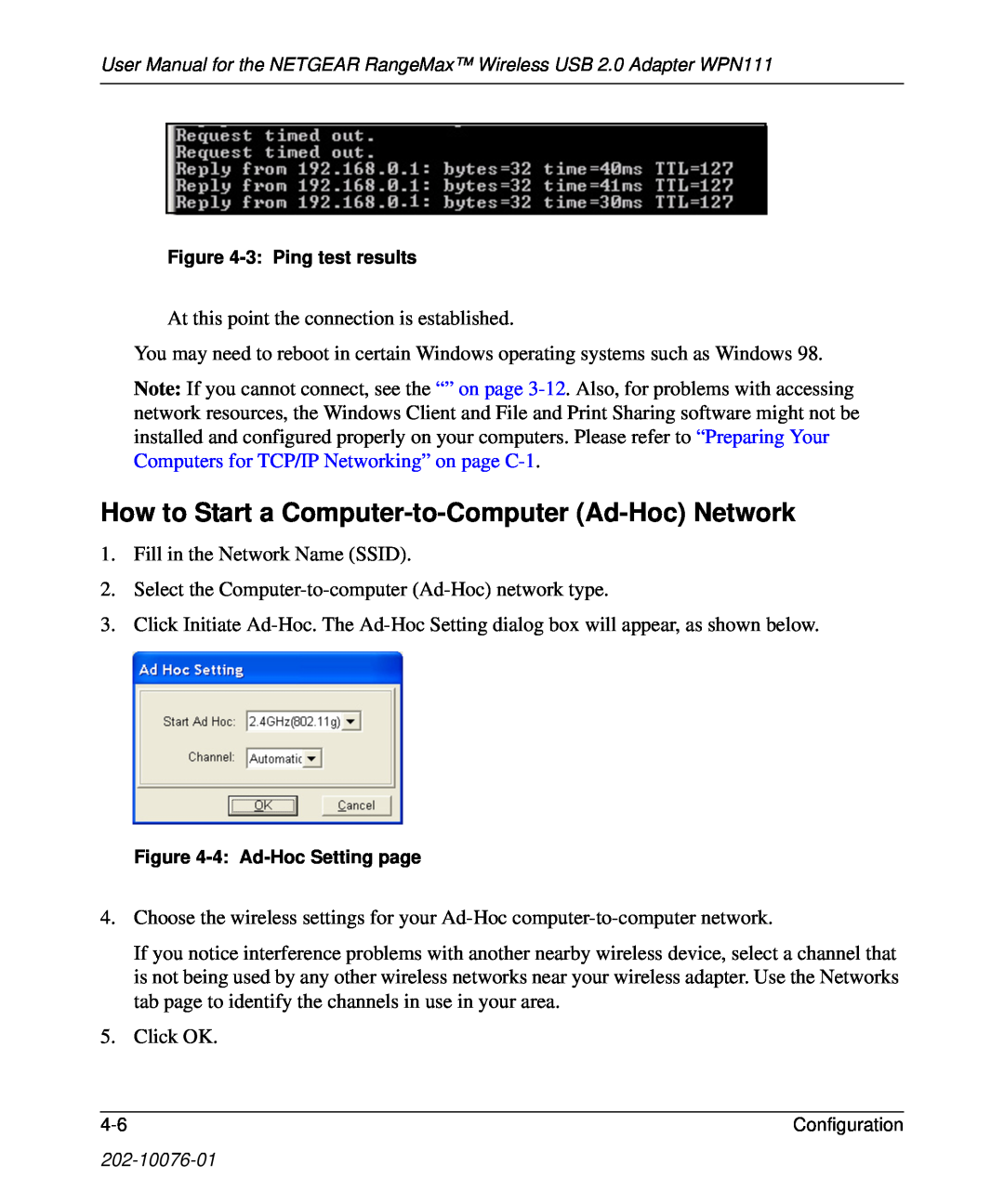NETGEAR WPN111 user manual How to Start a Computer-to-Computer Ad-Hoc Network 