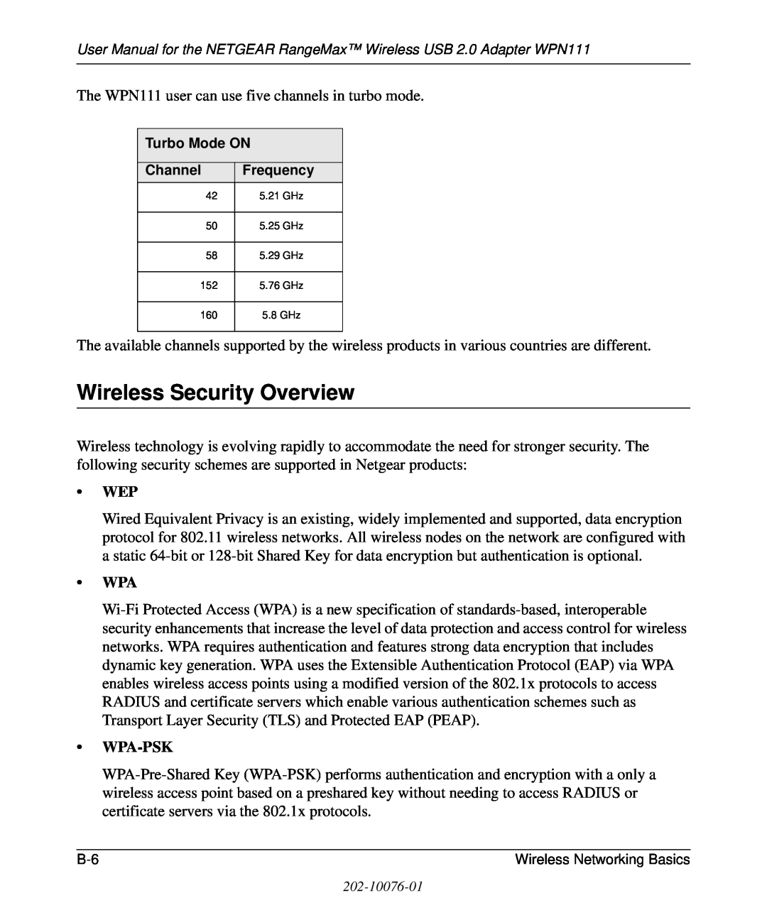 NETGEAR WPN111 user manual Wireless Security Overview, Wpa-Psk 
