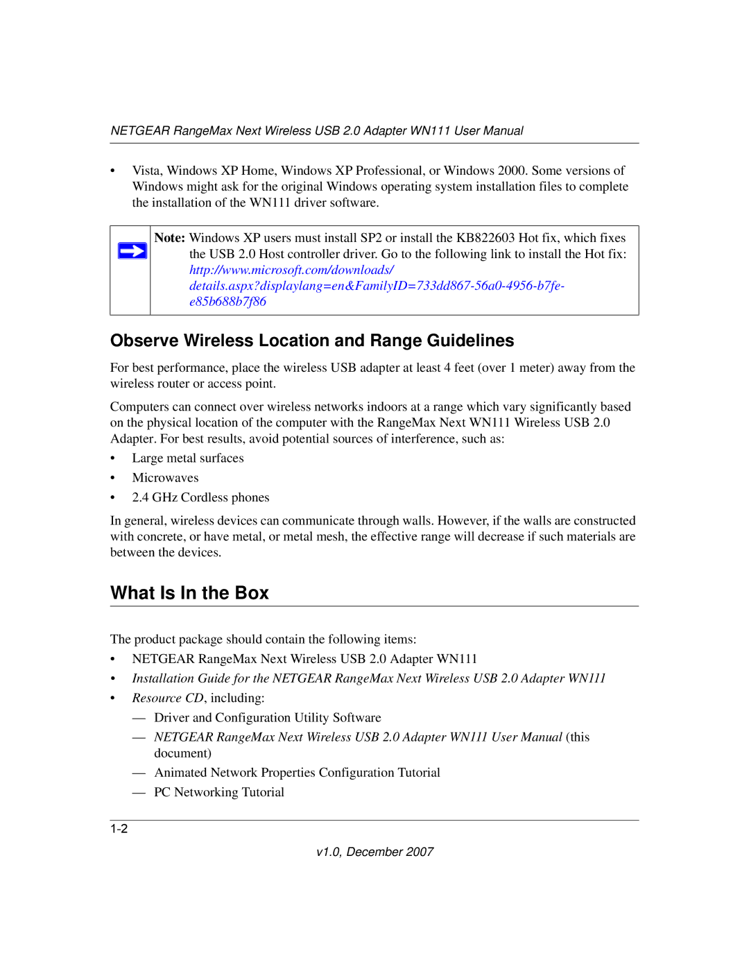 NETGEAR WPN111NA user manual What Is In the Box, Observe Wireless Location and Range Guidelines 