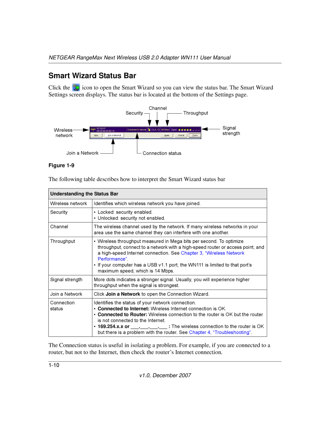 NETGEAR WPN111NA user manual Smart Wizard Status Bar, Understanding the Status Bar 