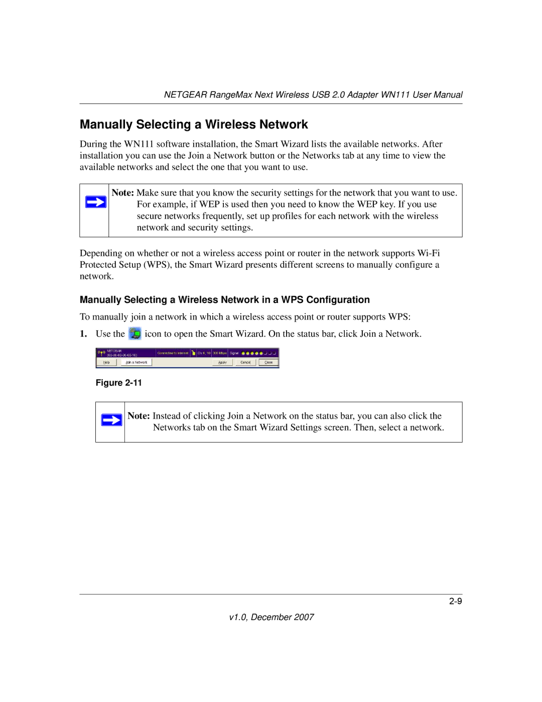 NETGEAR WPN111NA user manual Manually Selecting a Wireless Network 