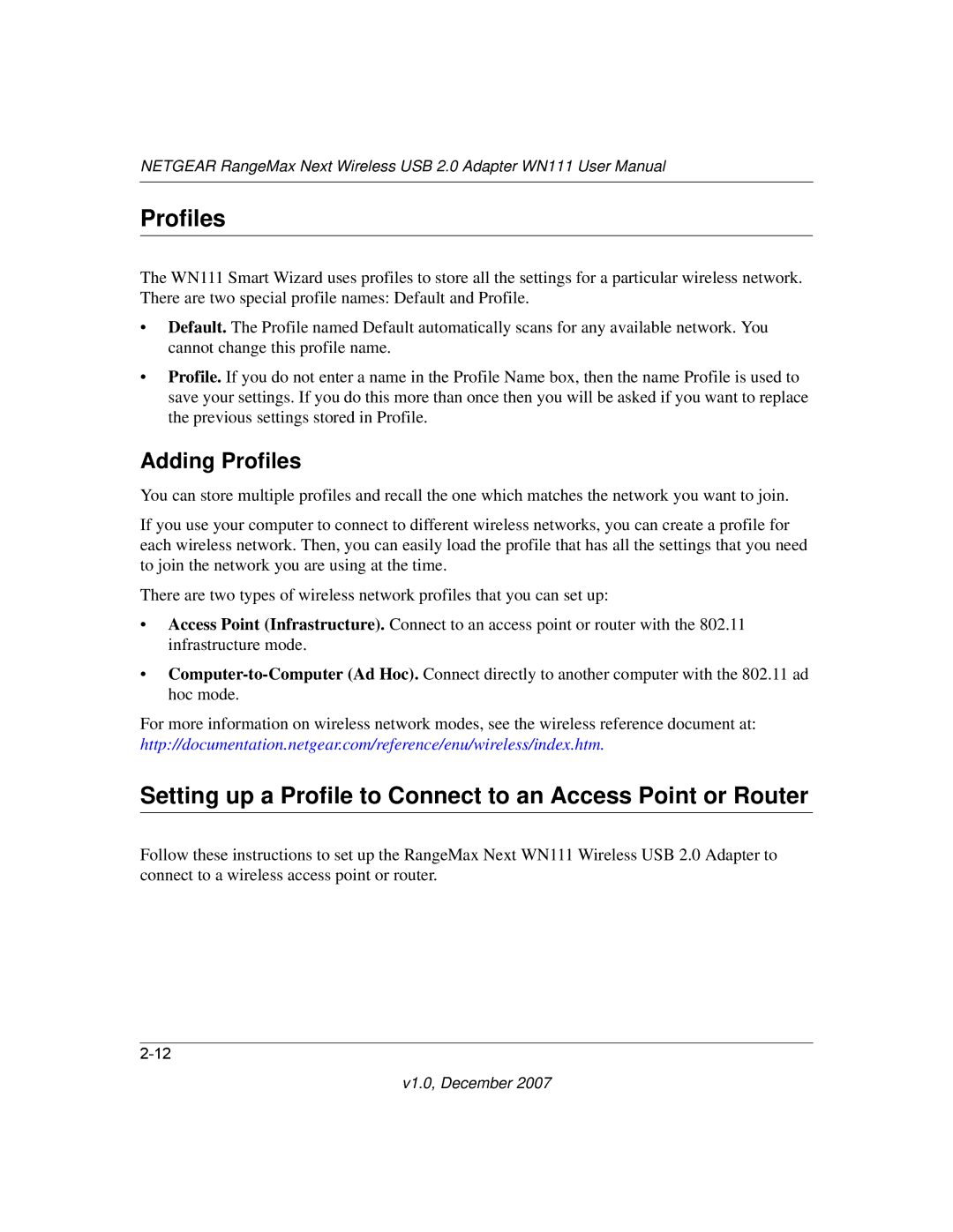 NETGEAR WPN111NA user manual Adding Profiles 