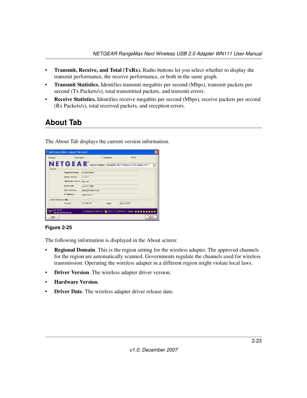 NETGEAR WPN111NA user manual About Tab, Hardware Version 