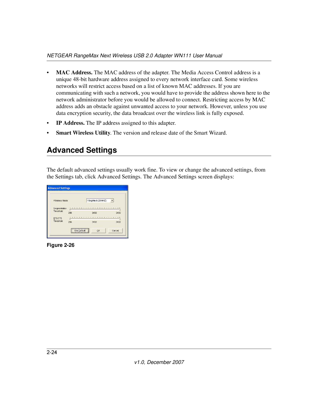 NETGEAR WPN111NA user manual Advanced Settings 