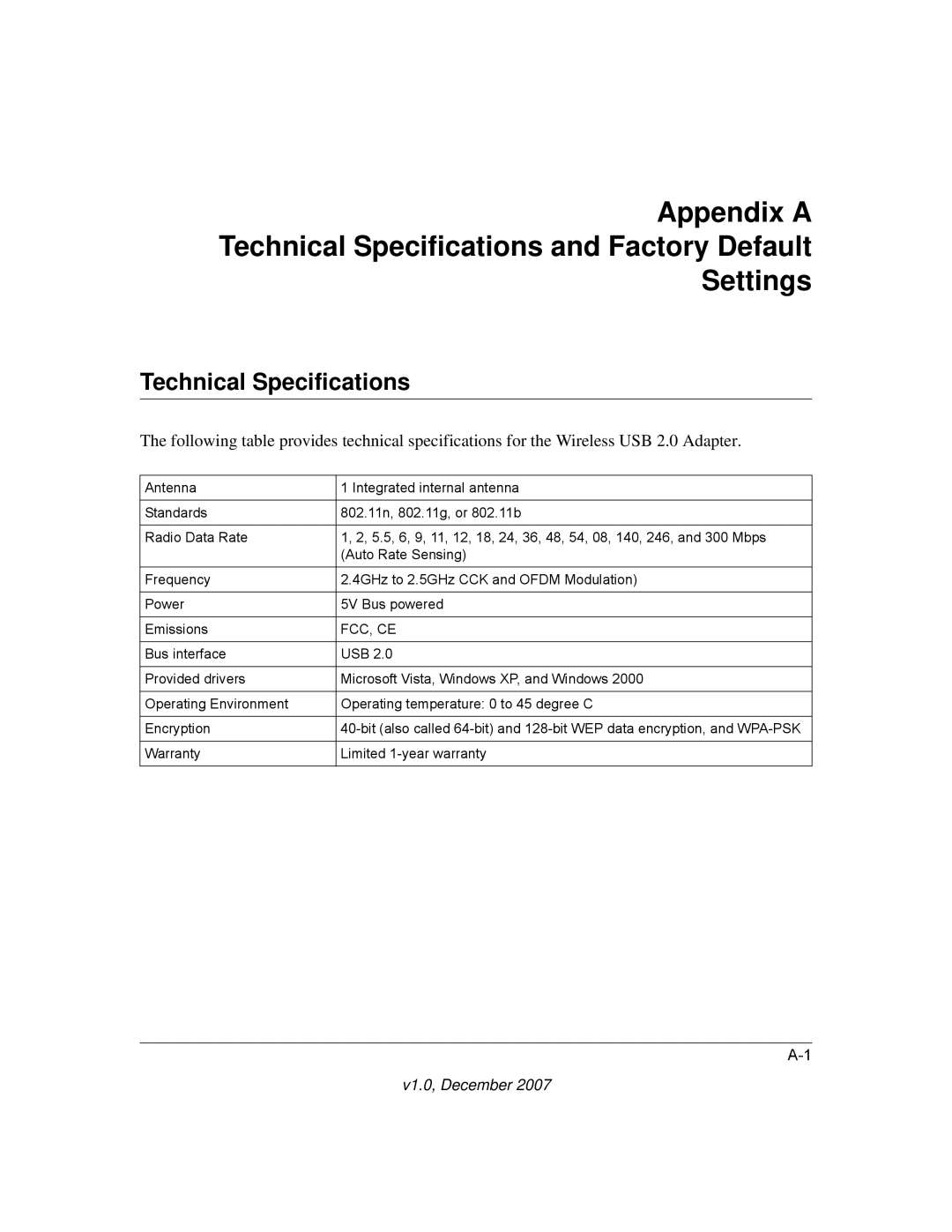 NETGEAR WPN111NA user manual Technical Specifications, Fcc, Ce 