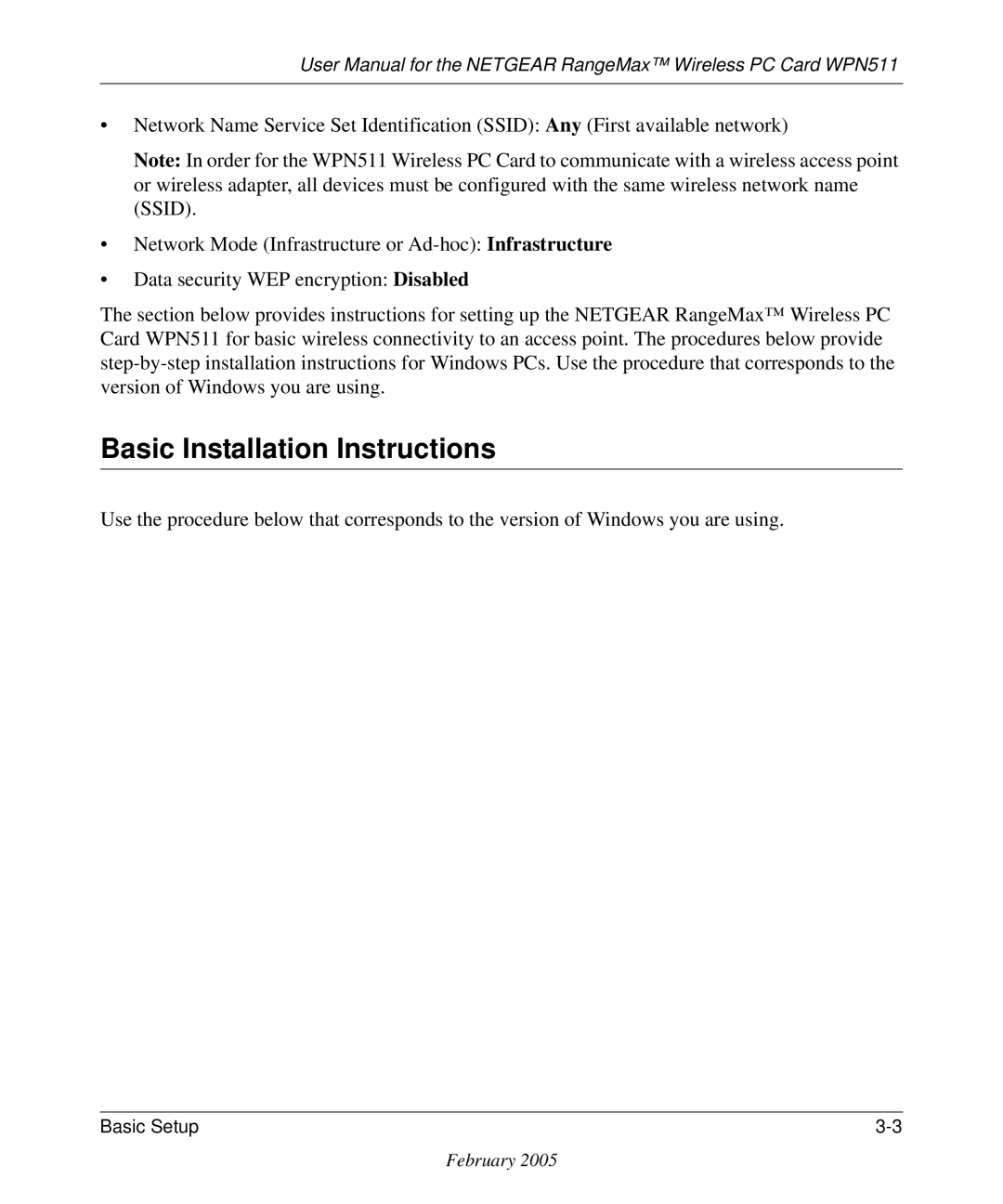 NETGEAR WPN511 user manual Basic Installation Instructions 