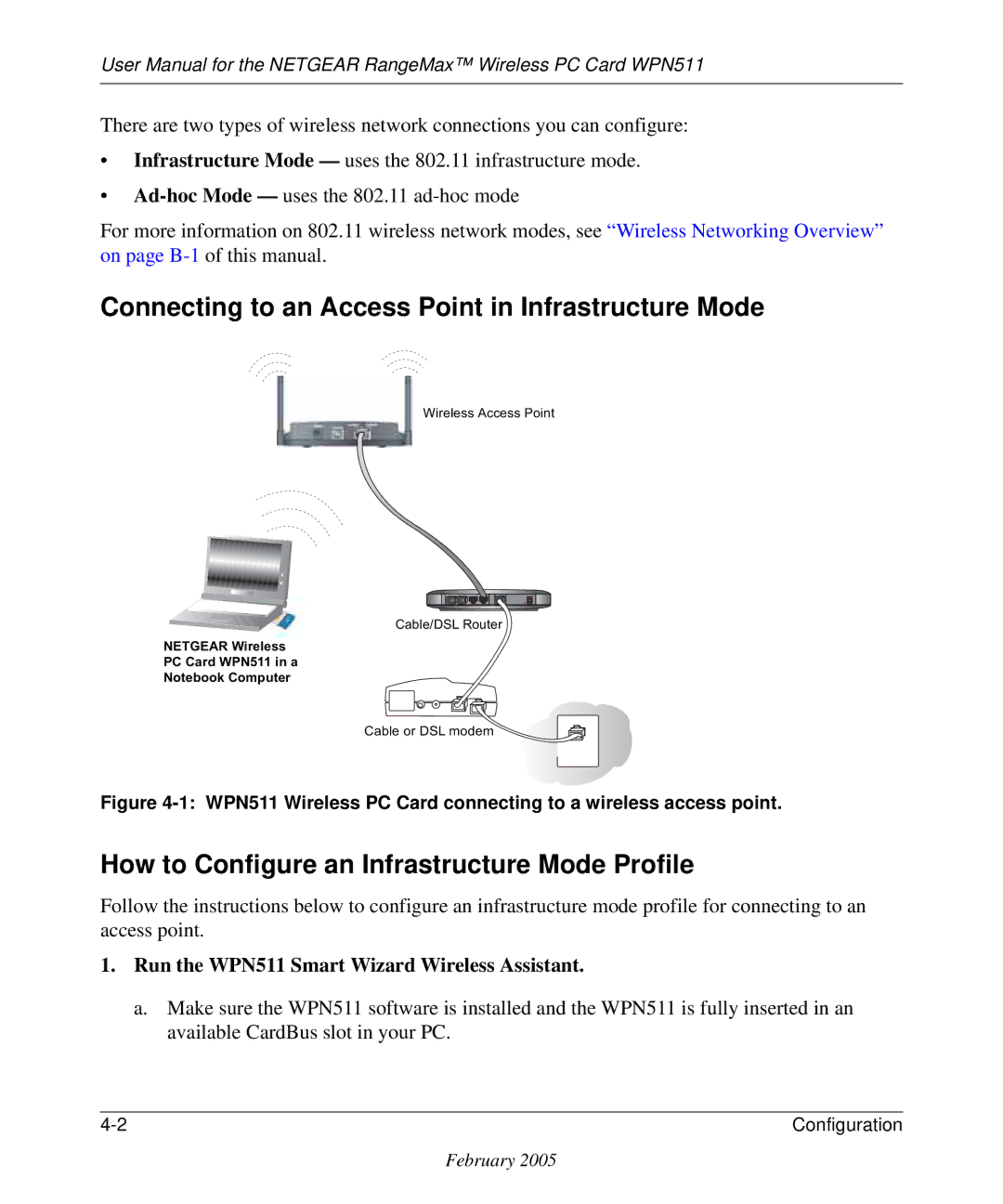 NETGEAR WPN511 Connecting to an Access Point in Infrastructure Mode, How to Configure an Infrastructure Mode Profile 