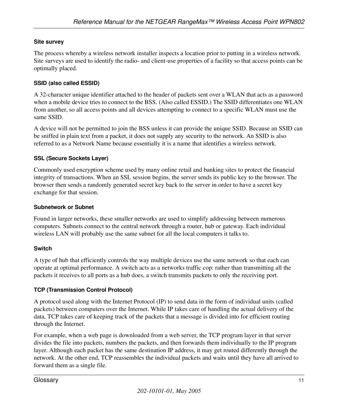 NETGEAR WPN802 manual Site survey 