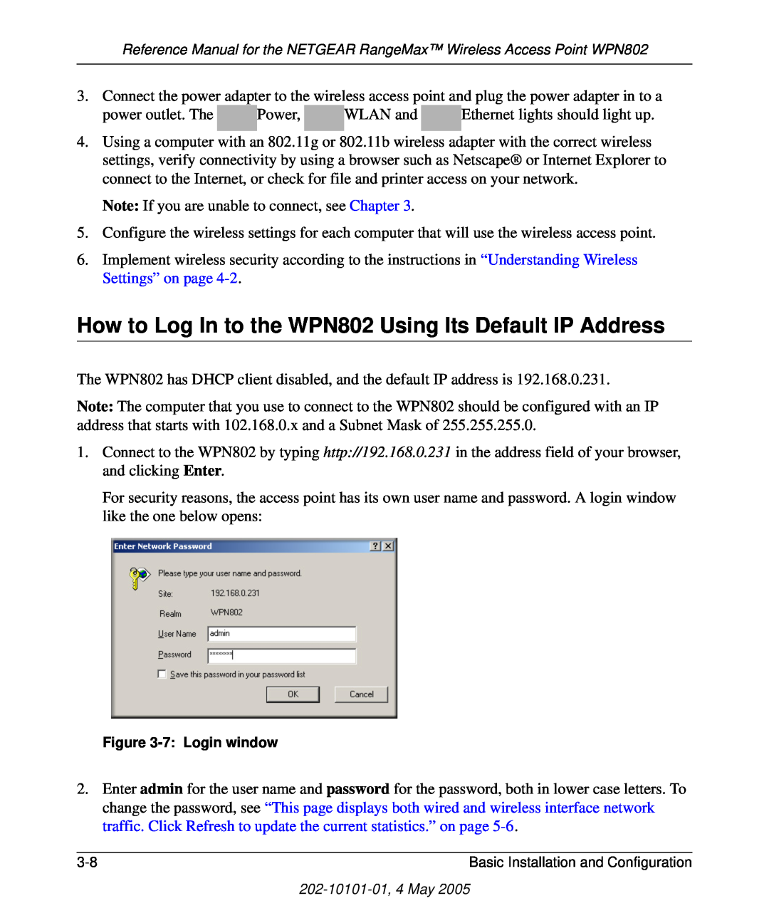 NETGEAR manual How to Log In to the WPN802 Using Its Default IP Address 