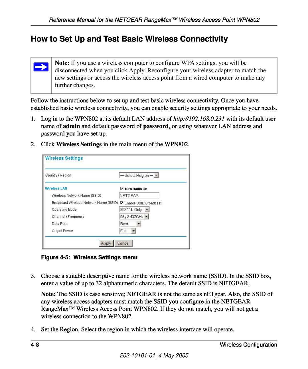 NETGEAR WPN802 manual How to Set Up and Test Basic Wireless Connectivity 