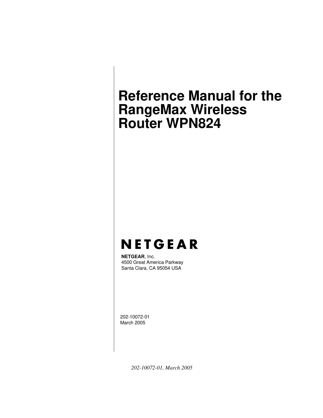 NETGEAR manual Reference Manual for the RangeMax Wireless Router WPN824 