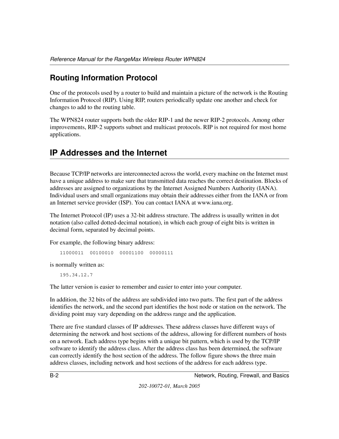 NETGEAR WPN824 manual IP Addresses and the Internet, Routing Information Protocol 