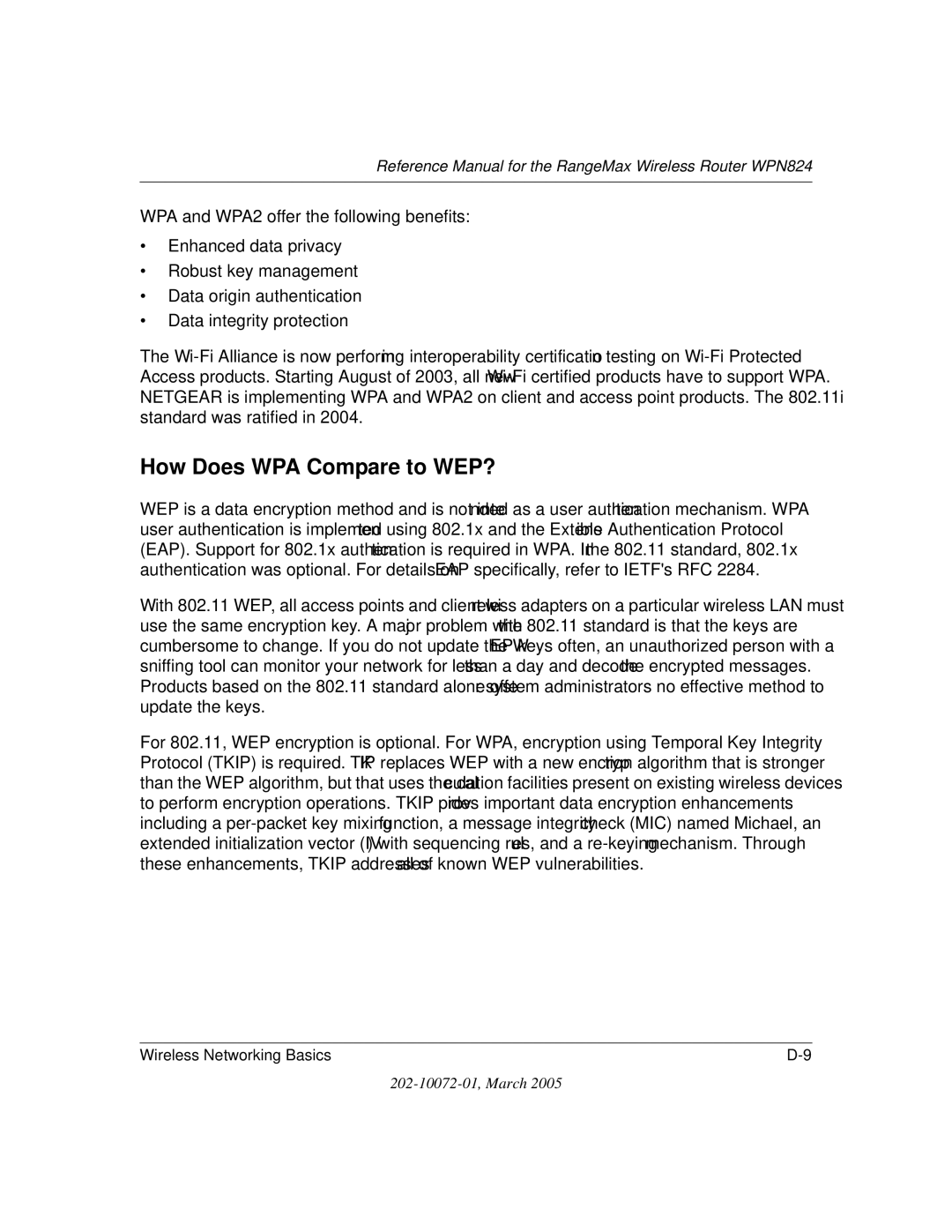 NETGEAR WPN824 manual How Does WPA Compare to WEP? 