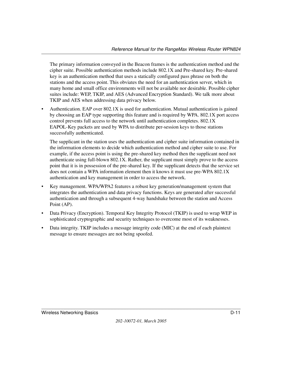 NETGEAR manual Reference Manual for the RangeMax Wireless Router WPN824 