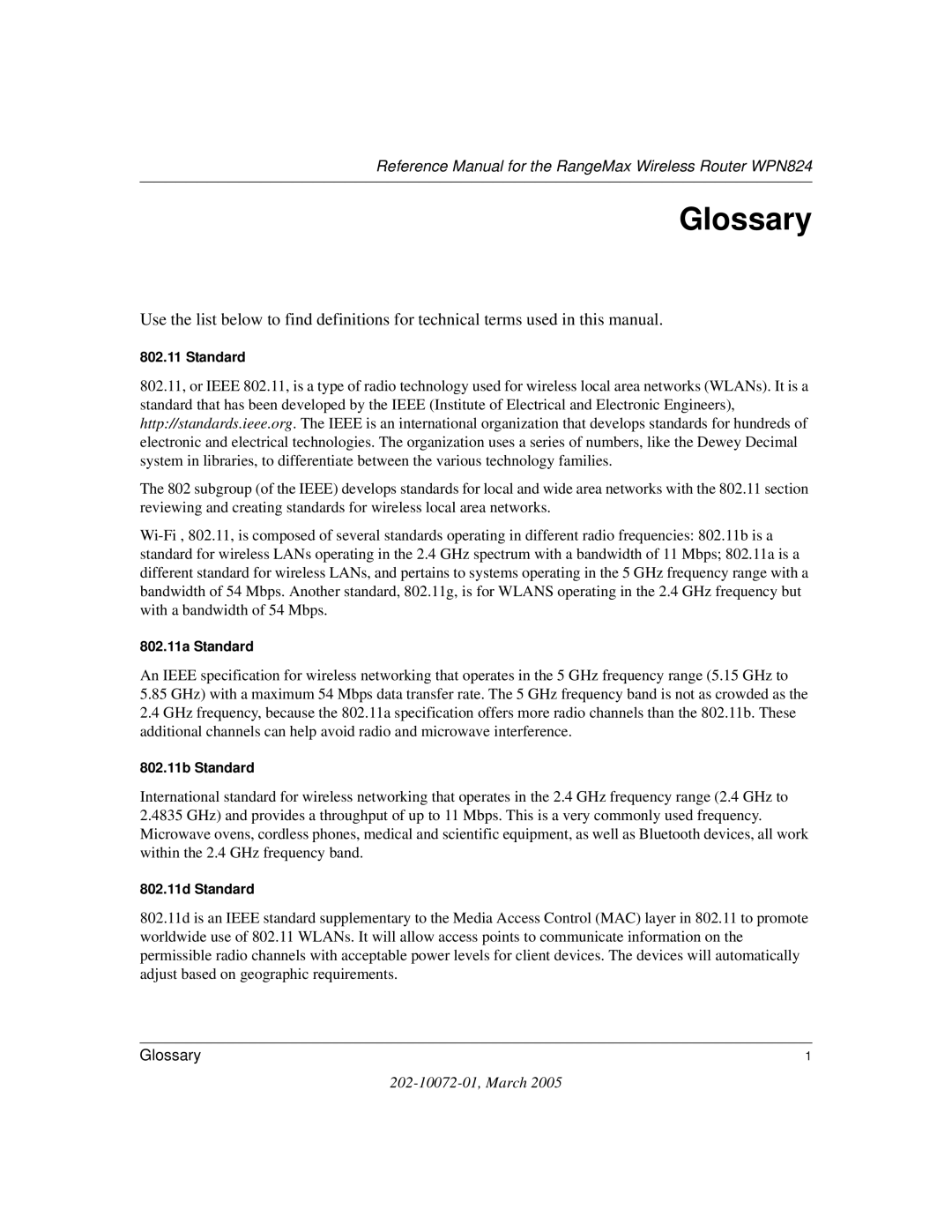 NETGEAR WPN824 manual Glossary 