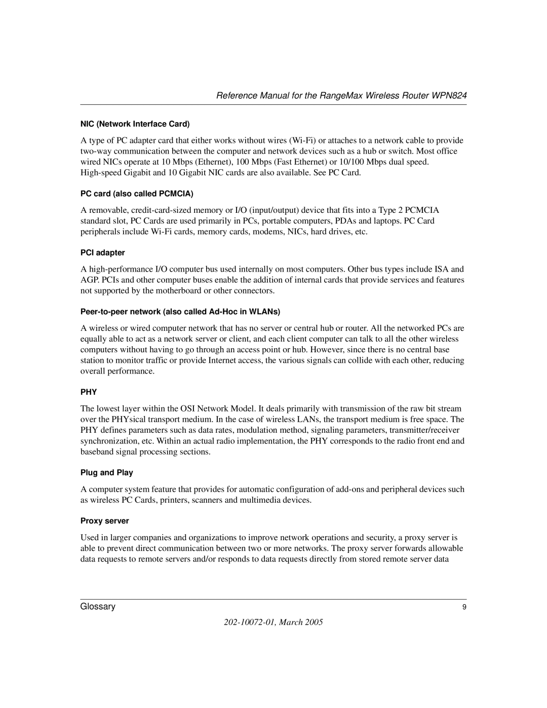 NETGEAR WPN824 manual Phy 