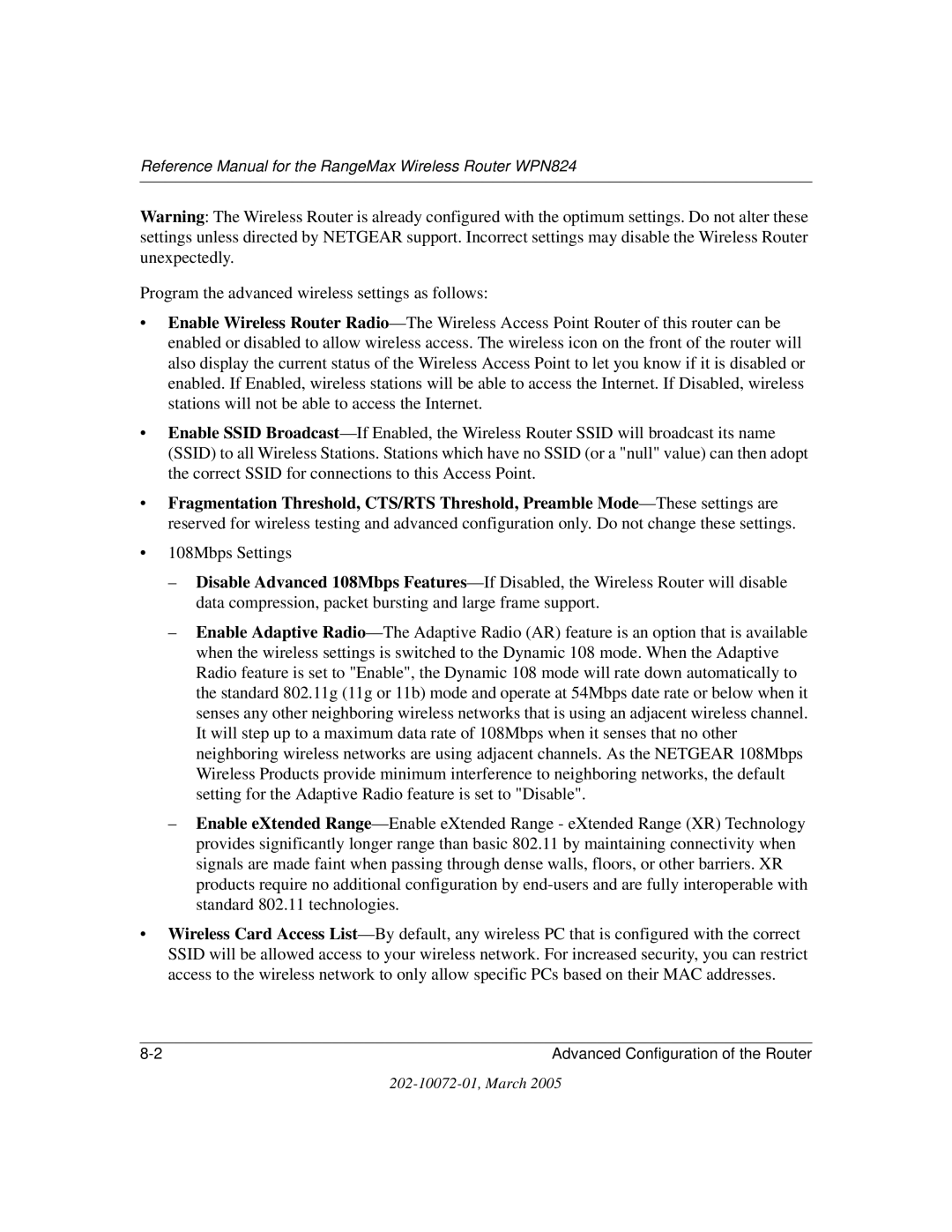 NETGEAR manual Reference Manual for the RangeMax Wireless Router WPN824 