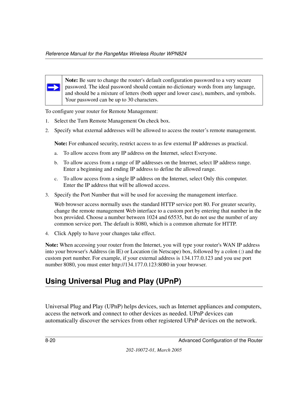 NETGEAR WPN824 manual Using Universal Plug and Play UPnP 