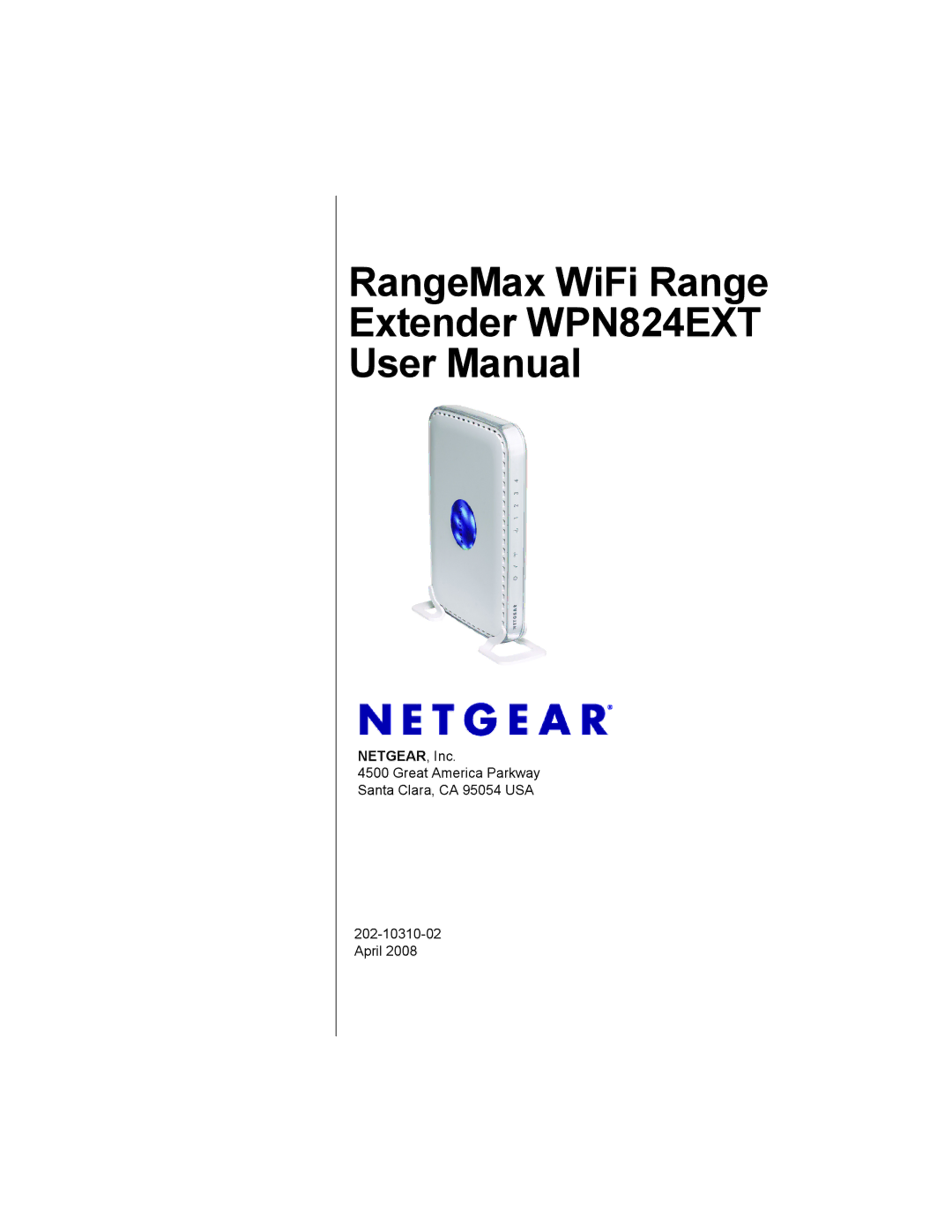 NETGEAR manual RangeMax WiFi Range Extender WPN824EXT 