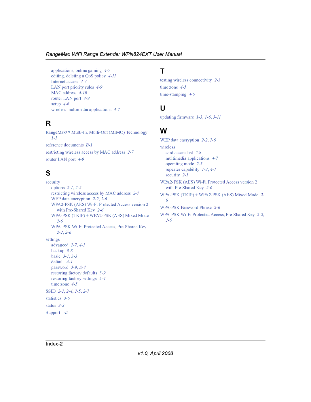 NETGEAR WPN824EXT manual Index-2 