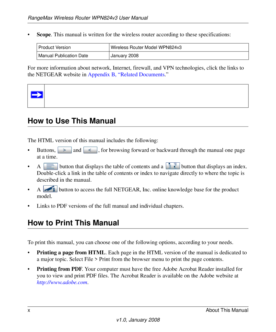 NETGEAR WPN824V3 user manual How to Use This Manual, How to Print This Manual 