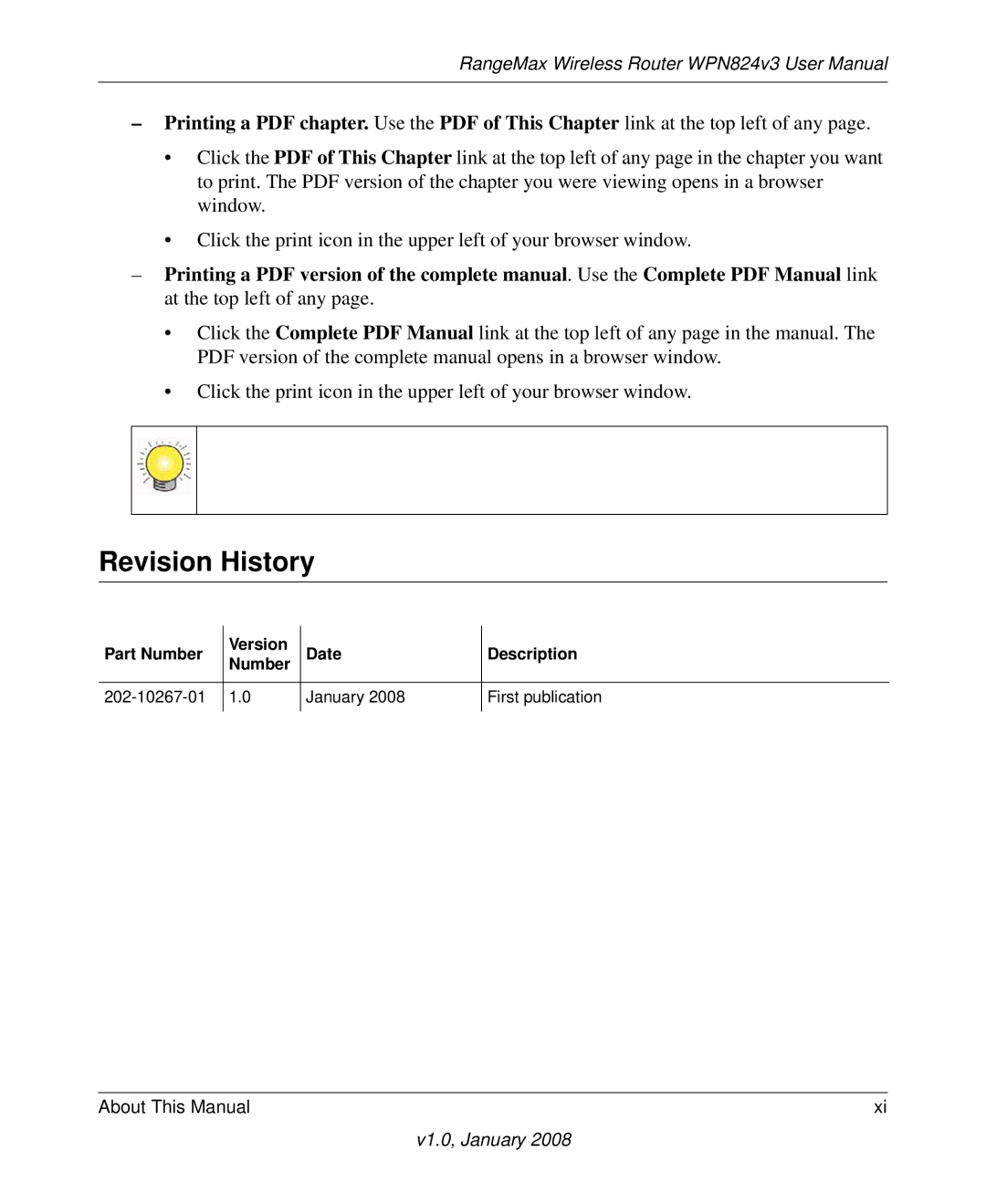 NETGEAR WPN824V3 user manual Revision History 