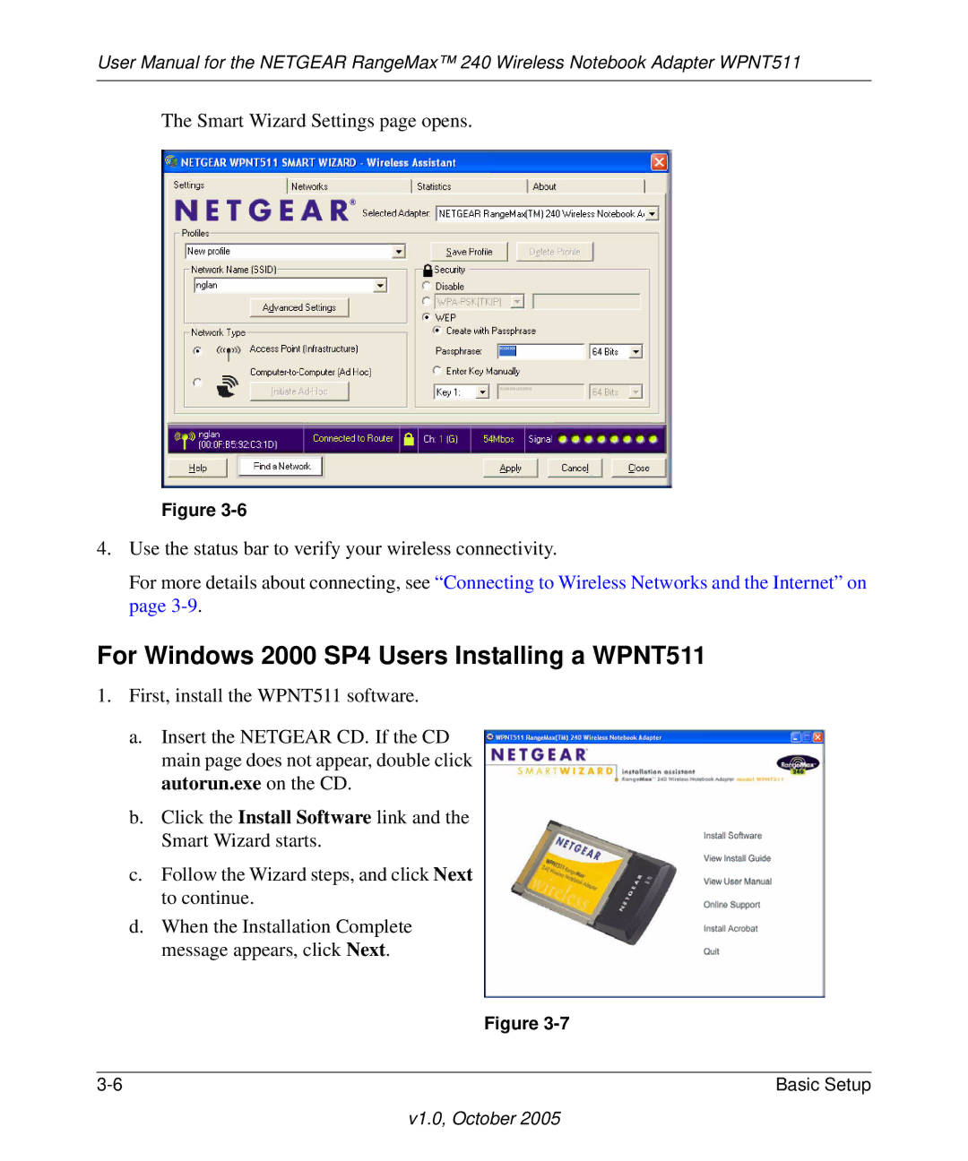 NETGEAR manual For Windows 2000 SP4 Users Installing a WPNT511 