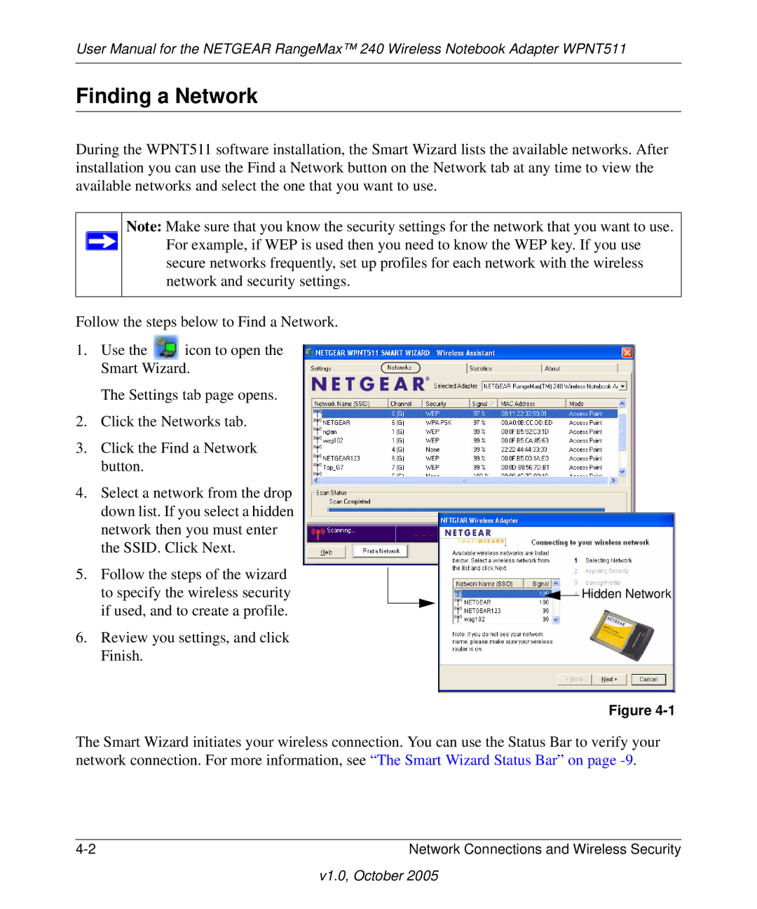 NETGEAR WPNT511 manual Finding a Network 