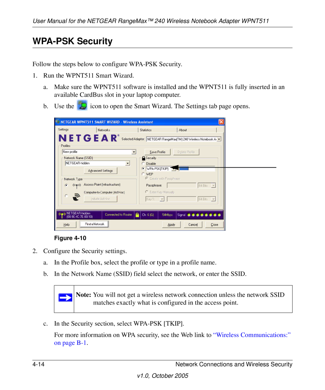 NETGEAR WPNT511 manual WPA-PSK Security 