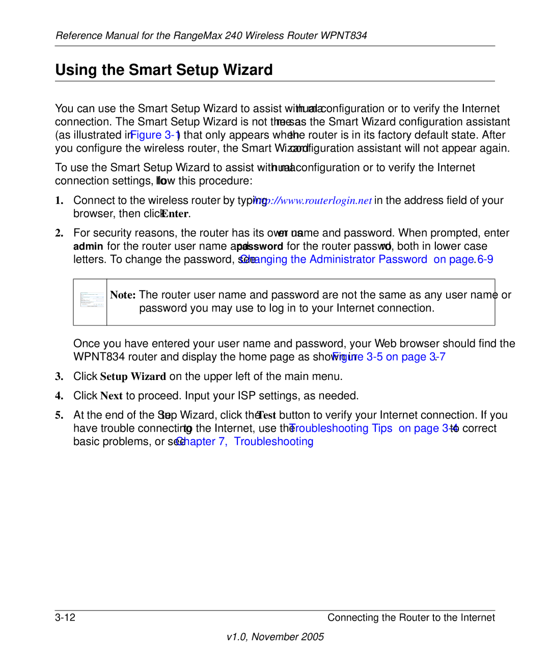 NETGEAR WPNT834 manual Using the Smart Setup Wizard 