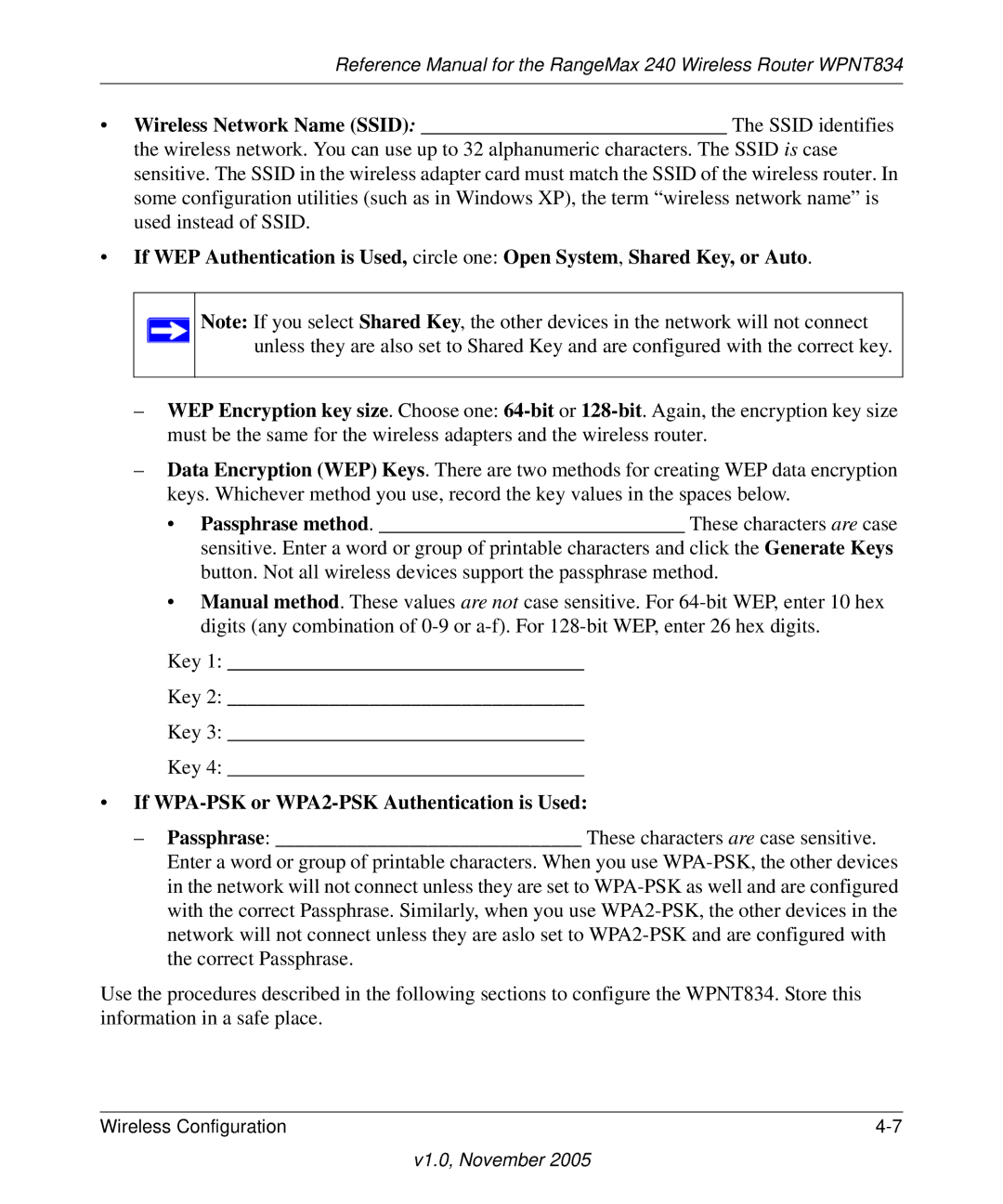 NETGEAR WPNT834 manual If WPA-PSK or WPA2-PSK Authentication is Used 