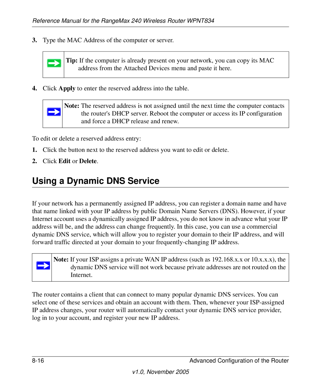 NETGEAR WPNT834 manual Using a Dynamic DNS Service 