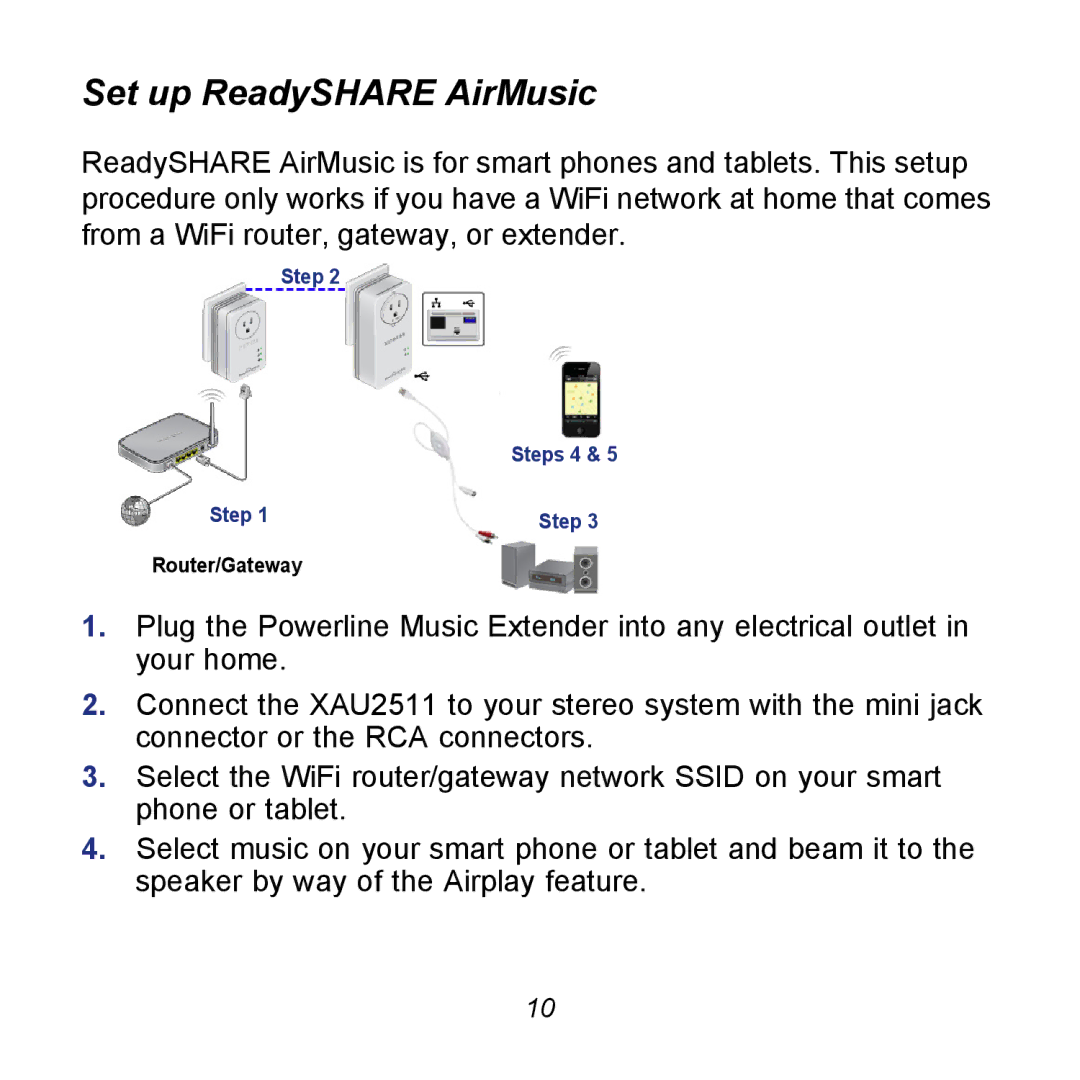 NETGEAR XAU2511 manual Set up ReadySHARE AirMusic 