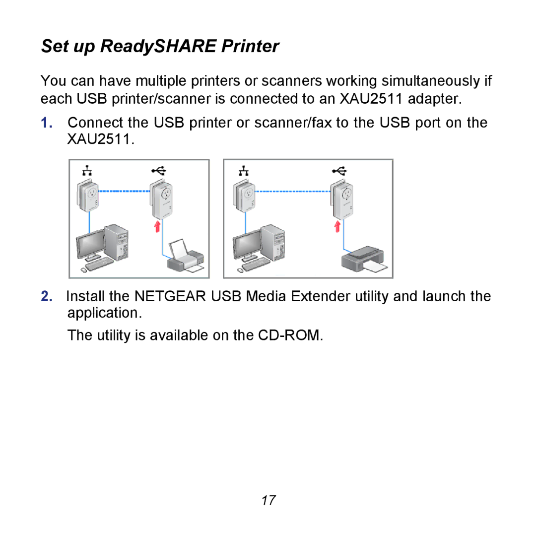 NETGEAR XAU2511 manual Set up ReadySHARE Printer 