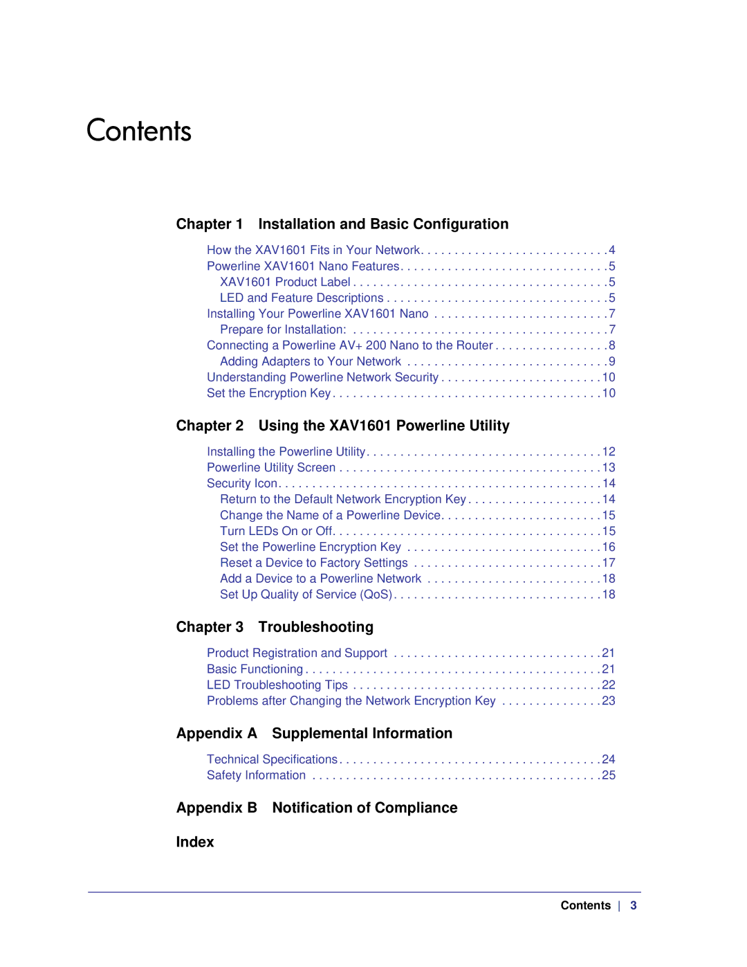 NETGEAR XAV1601 user manual Contents 