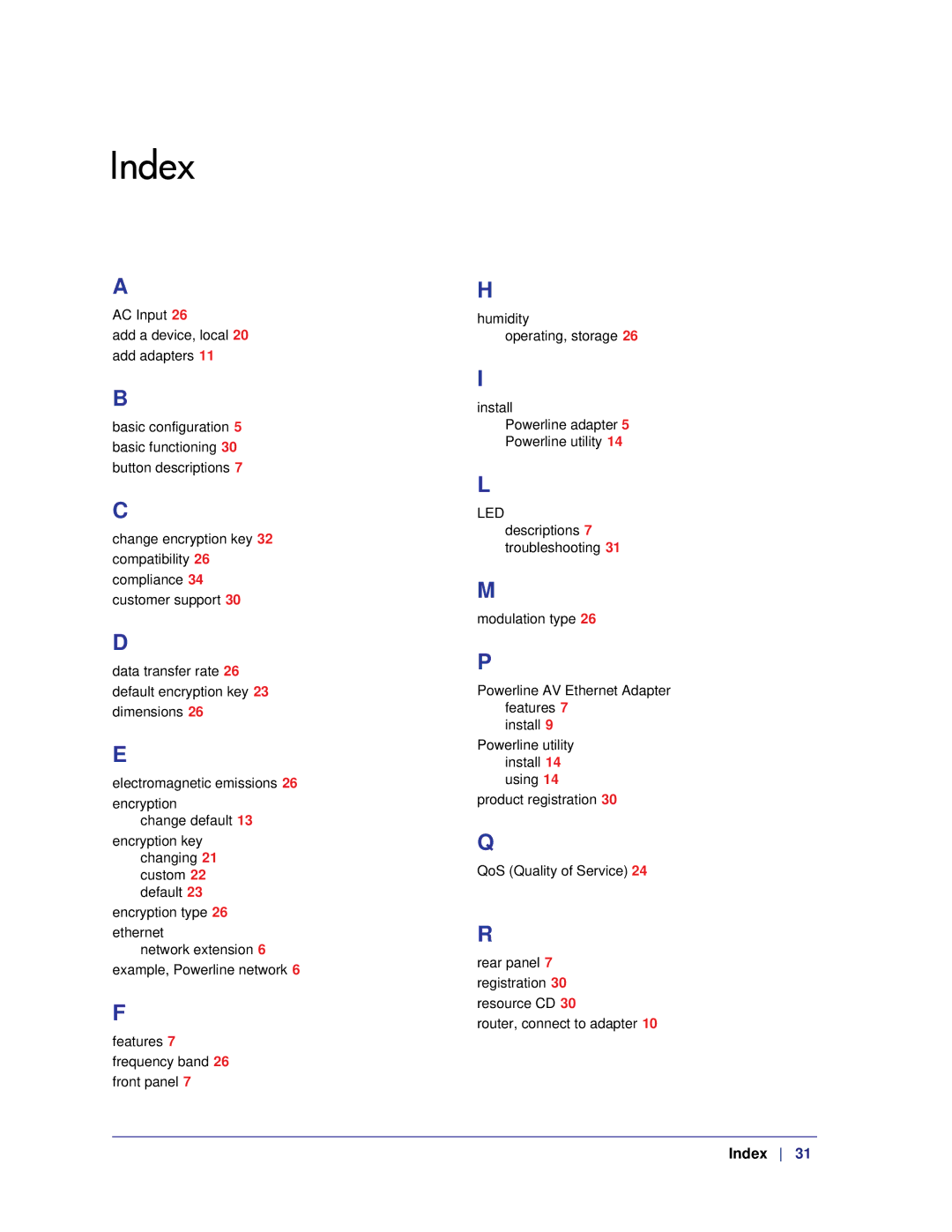 NETGEAR XAV1601 user manual Index 