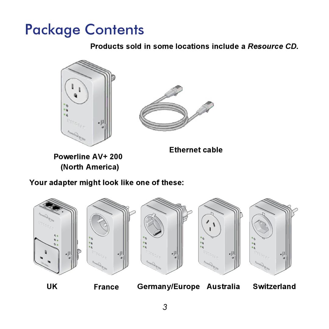 NETGEAR XAV2602 manual Package Contents 