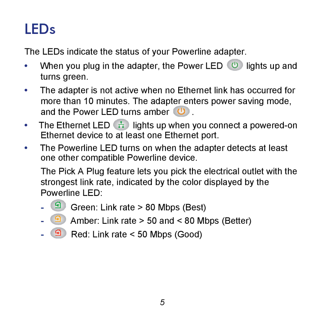 NETGEAR XAV2602 manual LEDs 