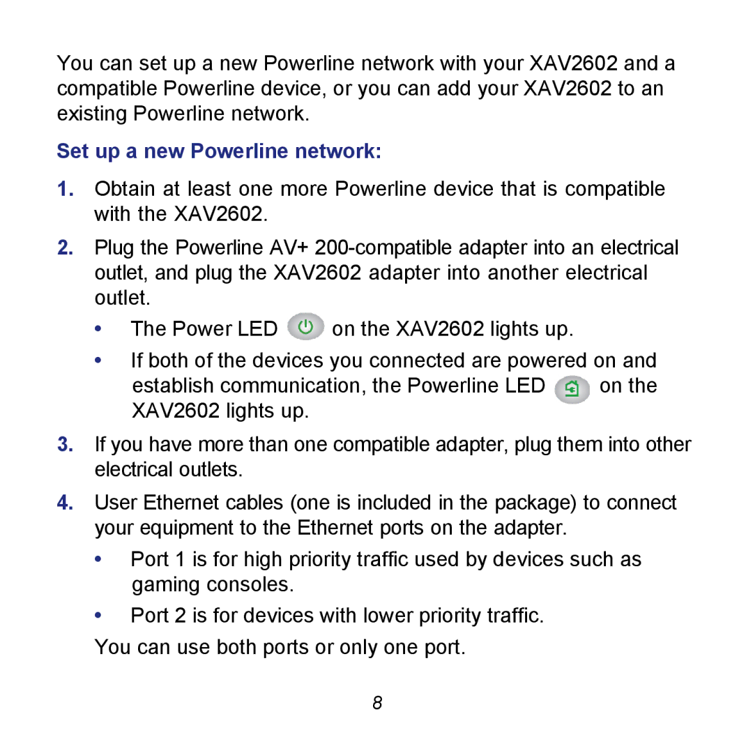 NETGEAR XAV2602 manual Set up a new Powerline network 