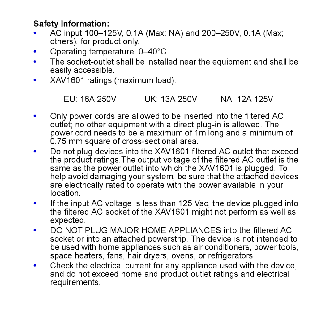 NETGEAR XAVB1601-100NAS manual Safety Information 