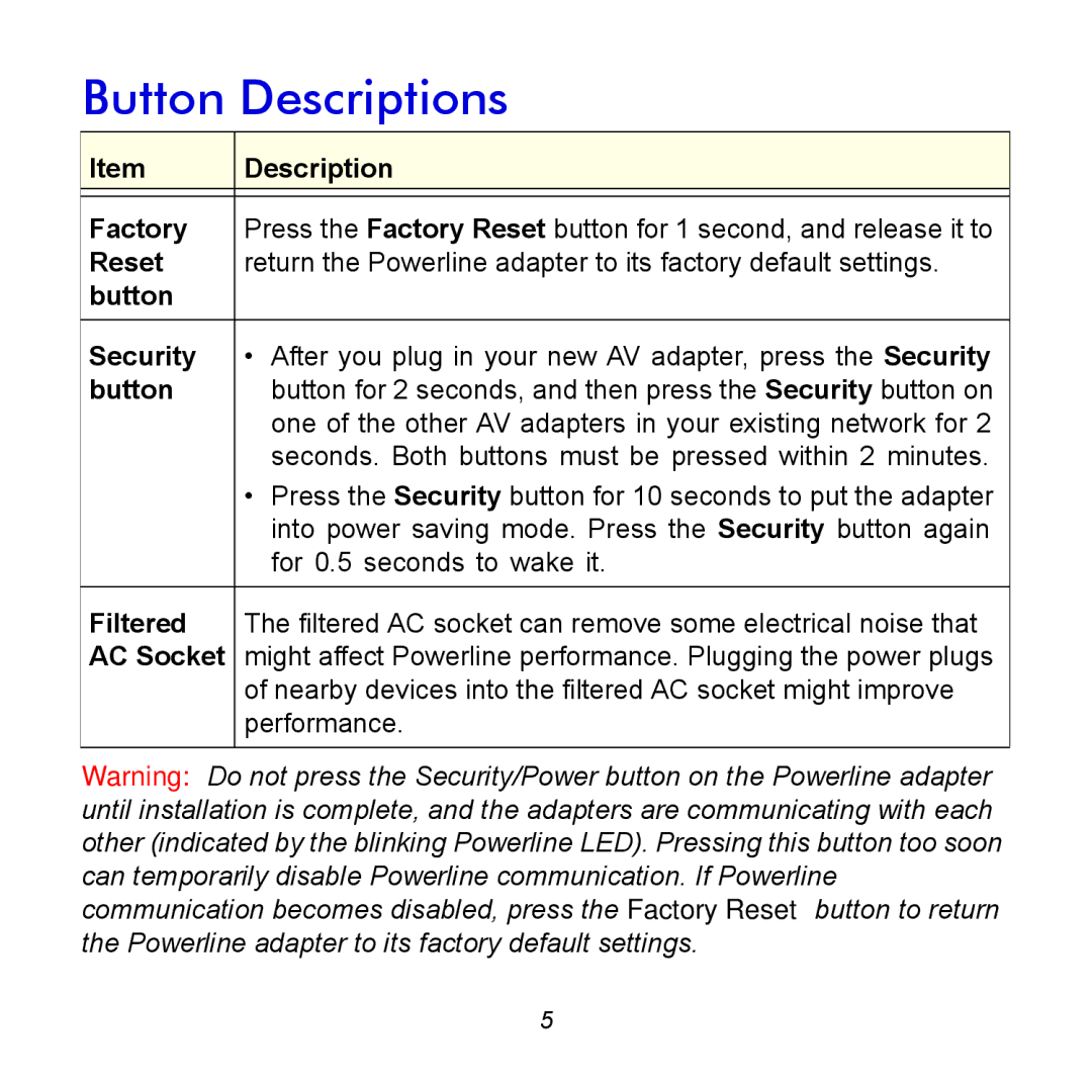 NETGEAR XAVB1601-100NAS manual Button Descriptions 