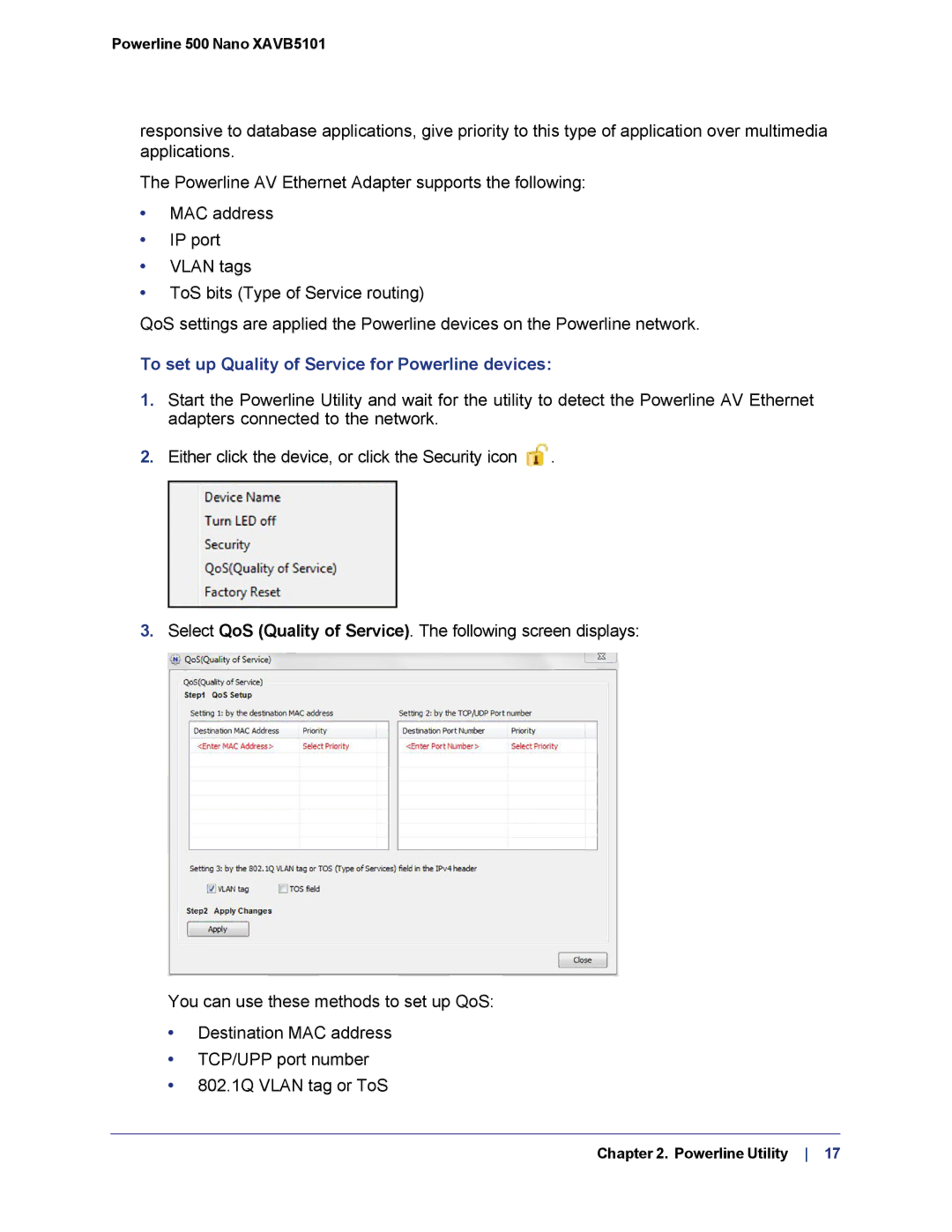 NETGEAR XAVB5101-100PAS user manual To set up Quality of Service for Powerline devices 